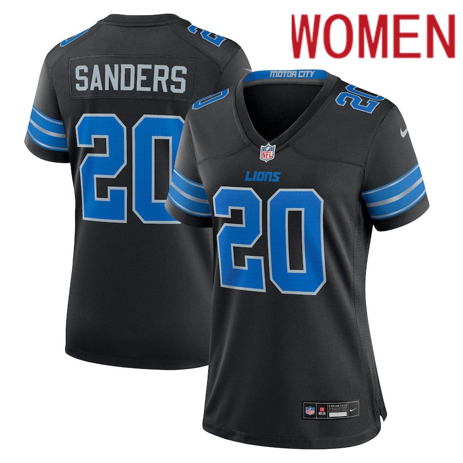 Women Detroit Lions #20 Barry Sanders Nike Black 2nd Alternate Retired Player Game NFL Jersey